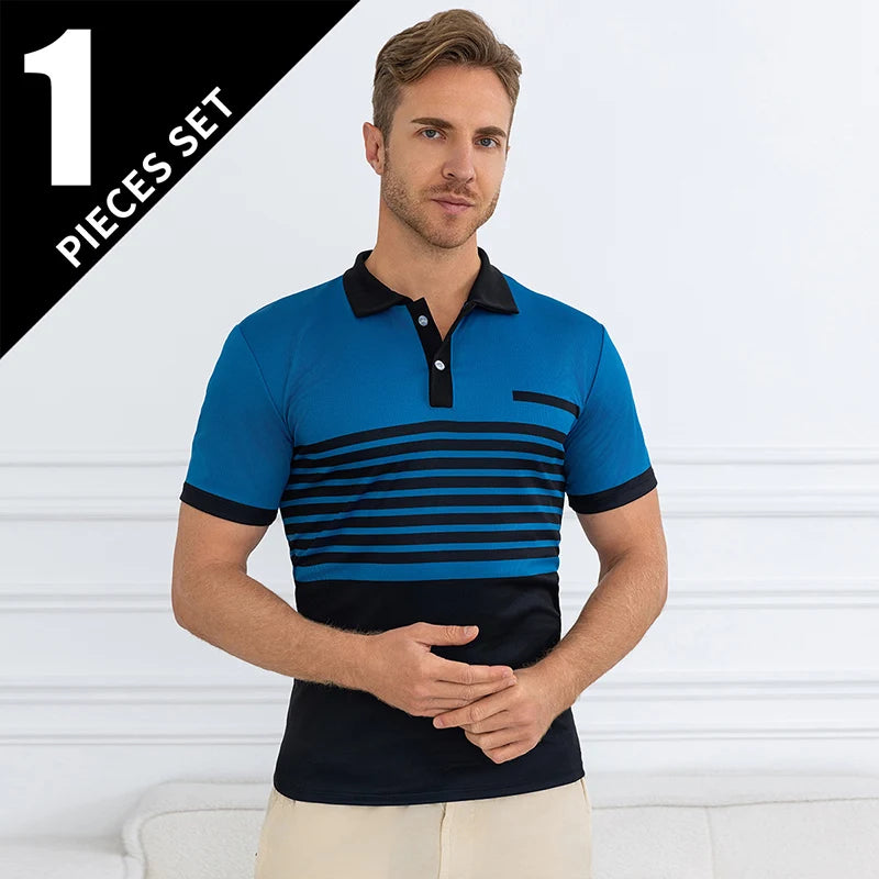 Summer Men's Striped Wild Polo Shirt Casual Fashion