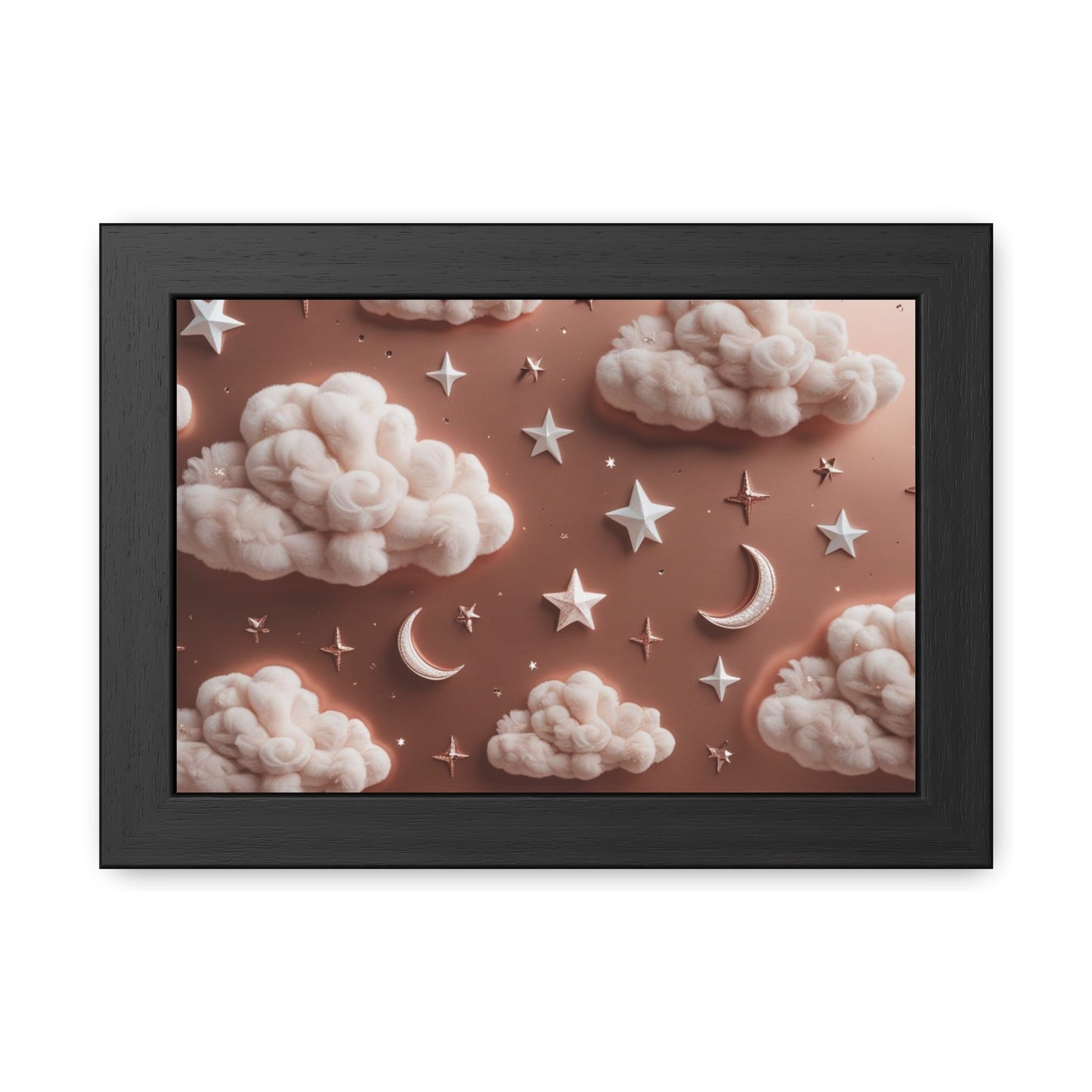 Framed Cloud and Star Poster, Nursery Wall Art, Gift for Baby Shower