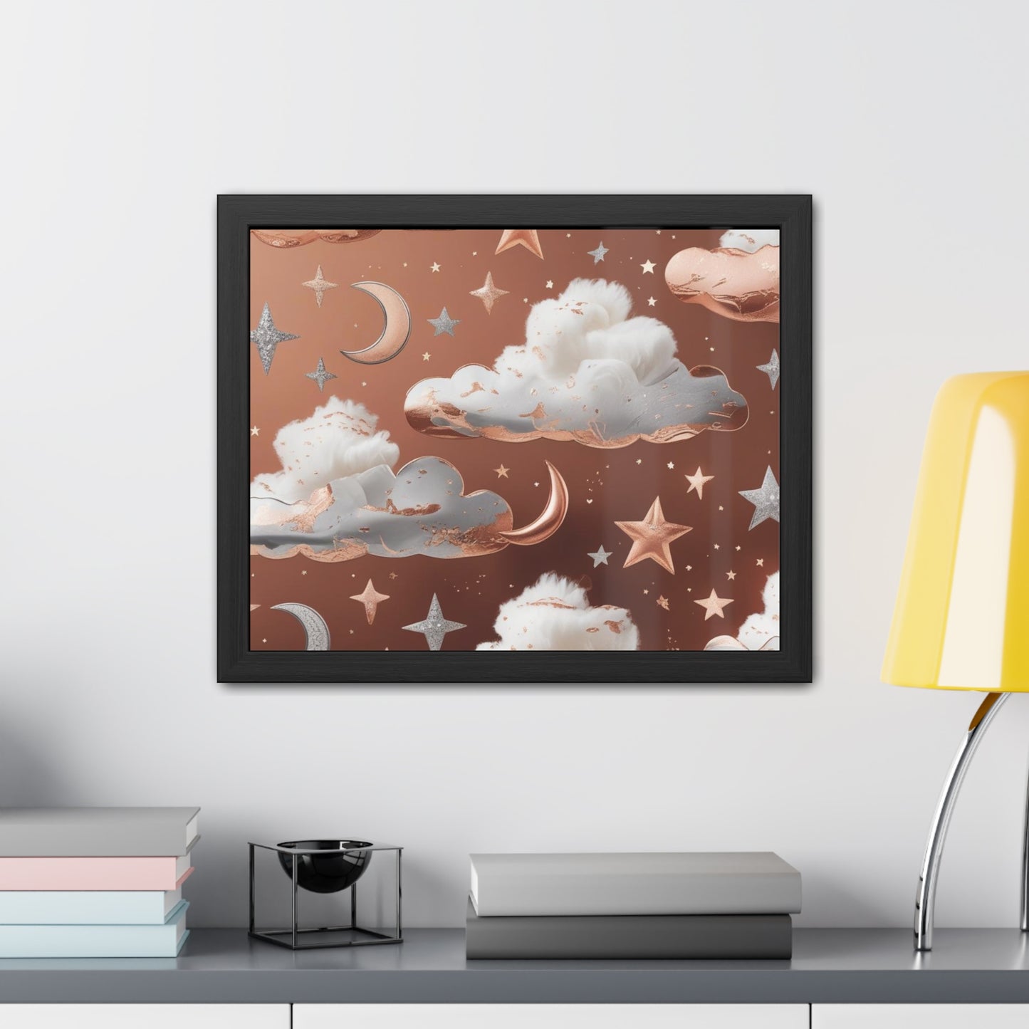 Cozy Celestial Framed Poster, Dreamy Nursery Artwor, Gift for Astronomers
