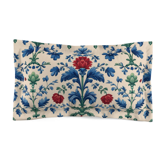 Decorative Floral Microfiber Pillow Sham, Vintage Bedroom Accent, Boho Home Decor, Gift for Her, Cozy Sleep Accessories