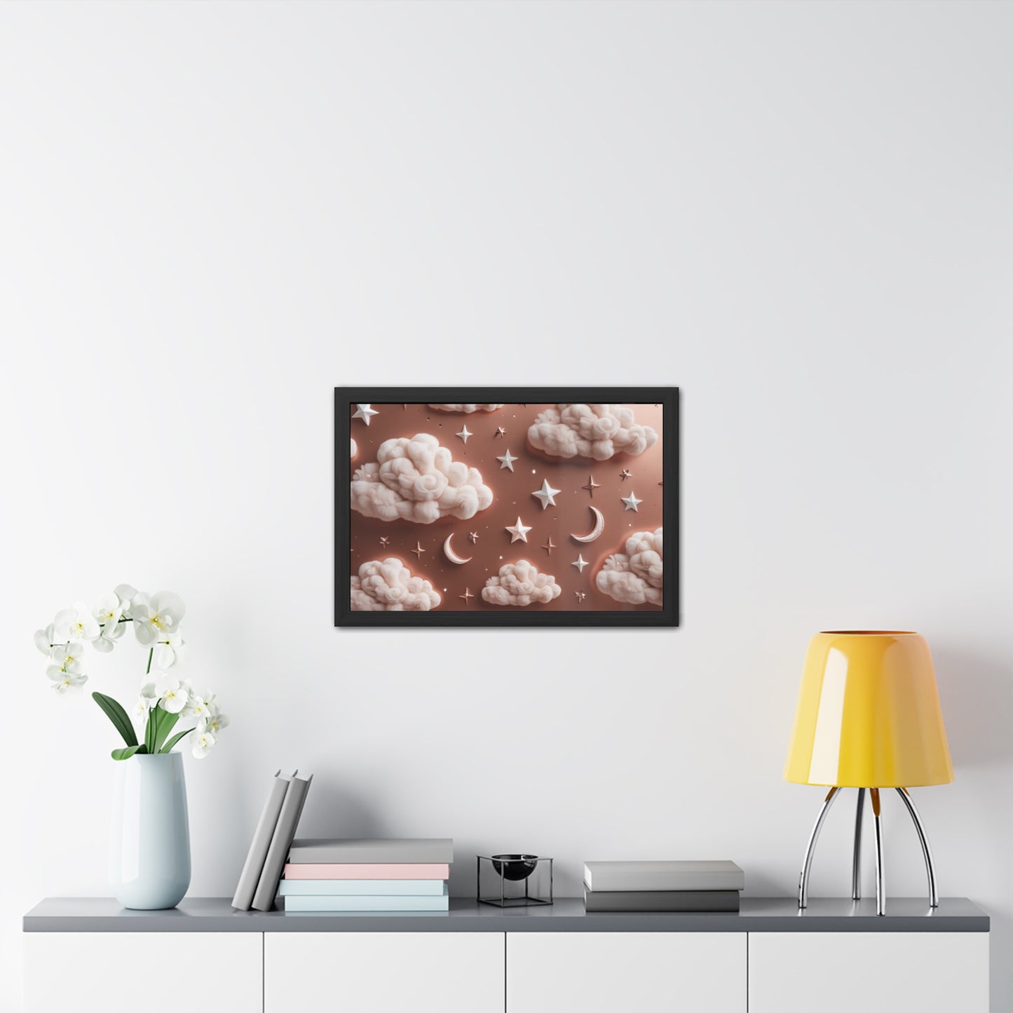 Framed Cloud and Star Poster, Nursery Wall Art, Gift for Baby Shower
