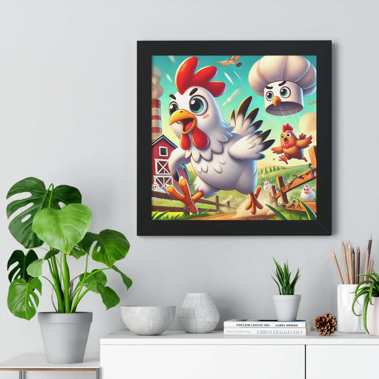 Whimsical Chicken Framed Poster