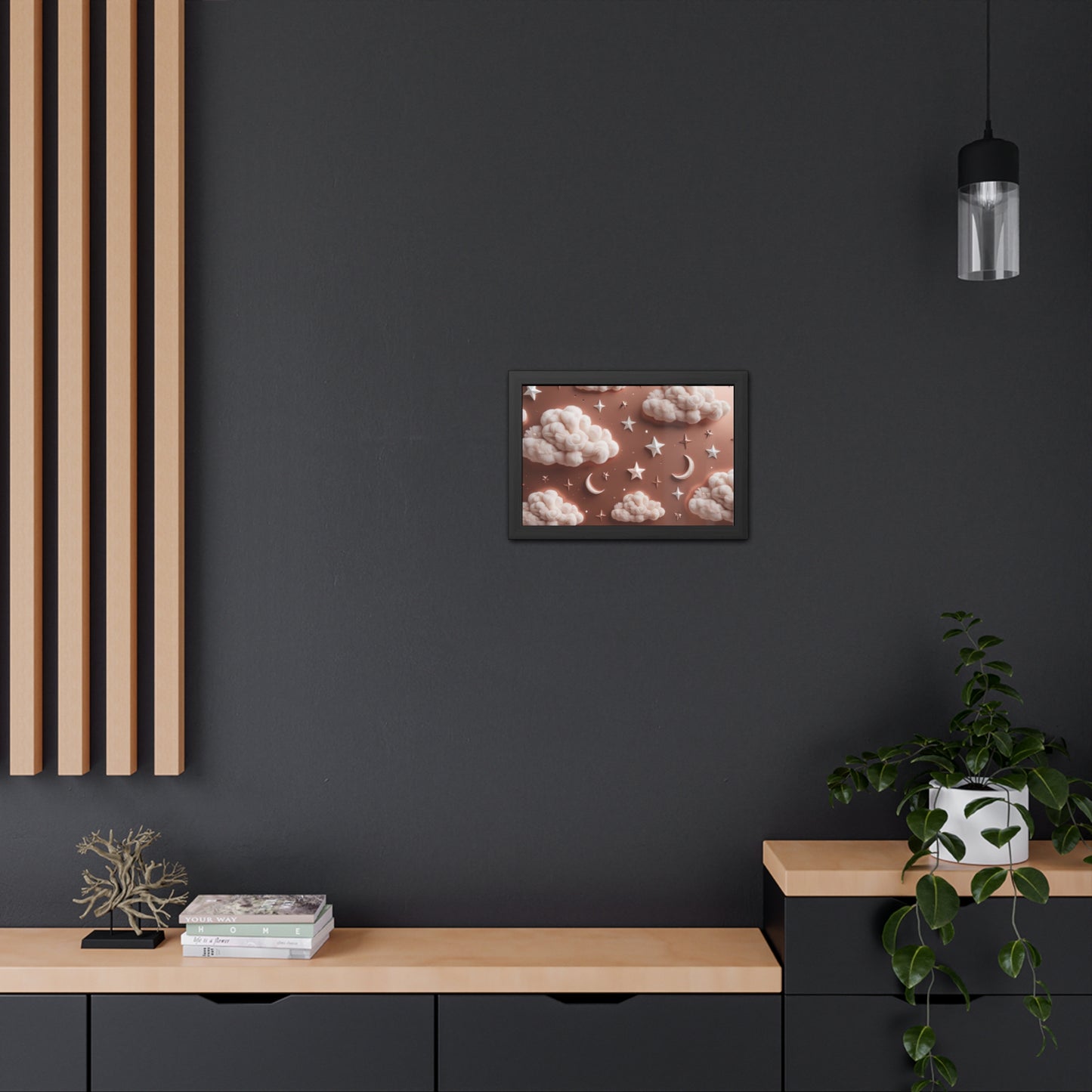 Framed Cloud and Star Poster, Nursery Wall Art, Gift for Baby Shower