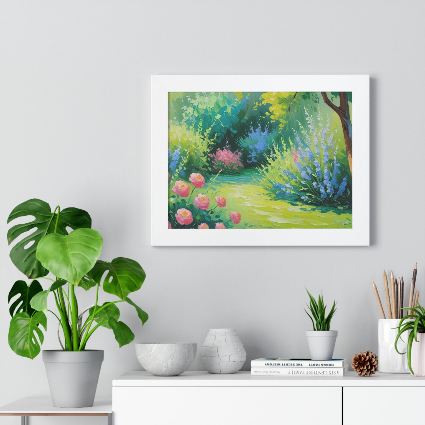 Framed Floral Landscape Art Print