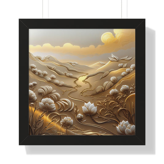Serene Landscape Framed Poster, Nature-Inspired Wall Art,