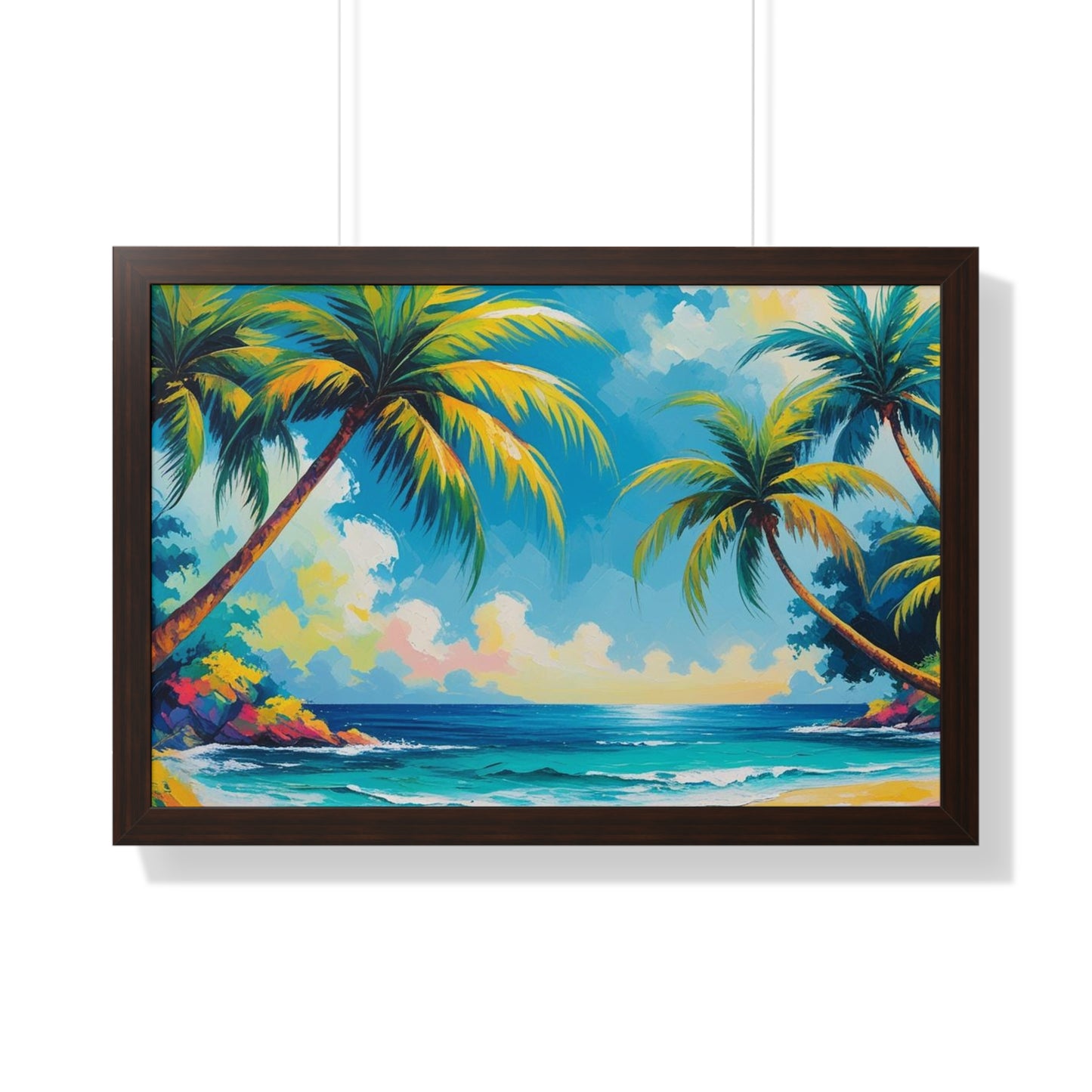 Tropical Framed Poster, Colorful Beach Art