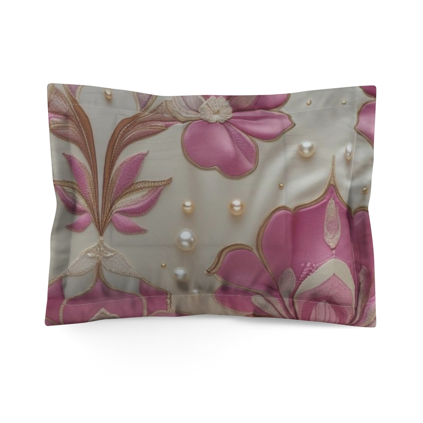 Elegant Floral Microfiber Pillow Sham, Luxurious Bedroom Decor, Bedding Accent, Gift for Housewarming, Wedding, or Any Celebration