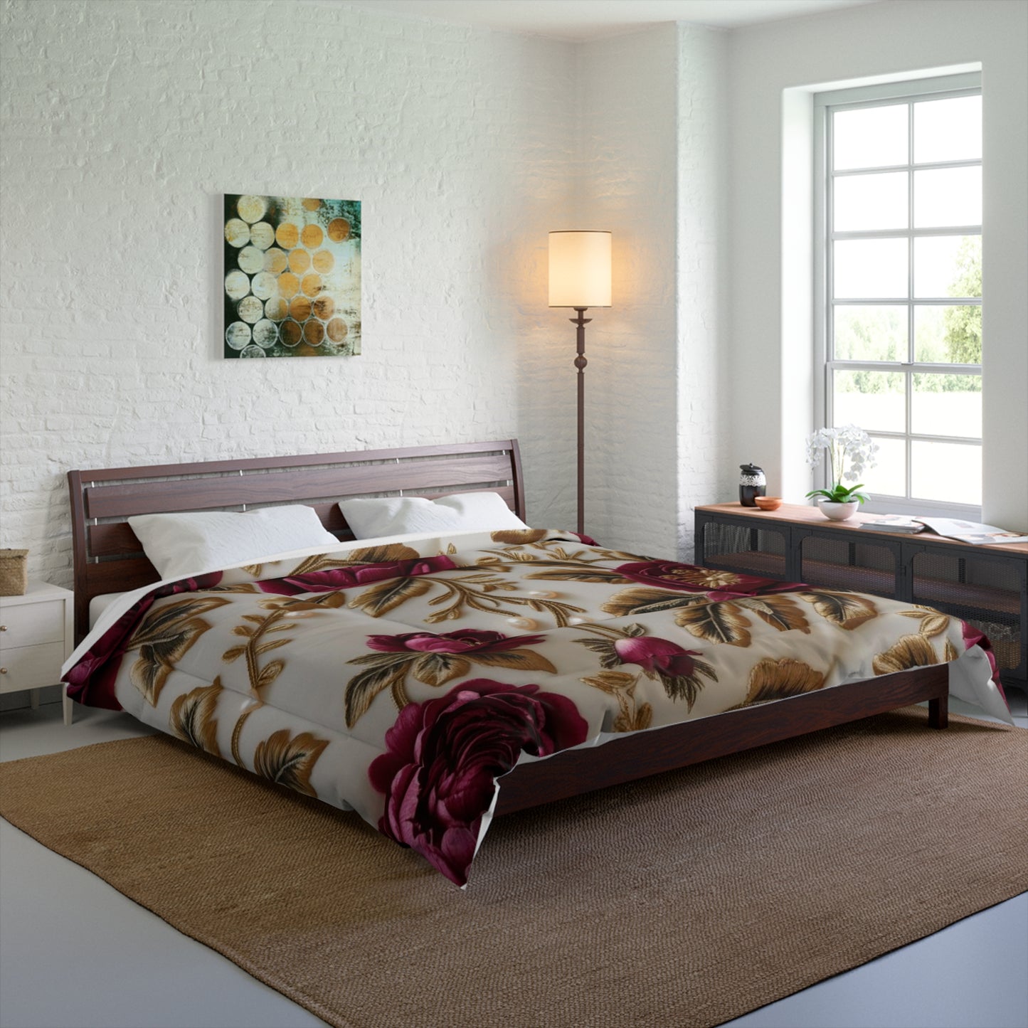 Elegant Floral Comforter,Romantic Gift, Wedding Present.