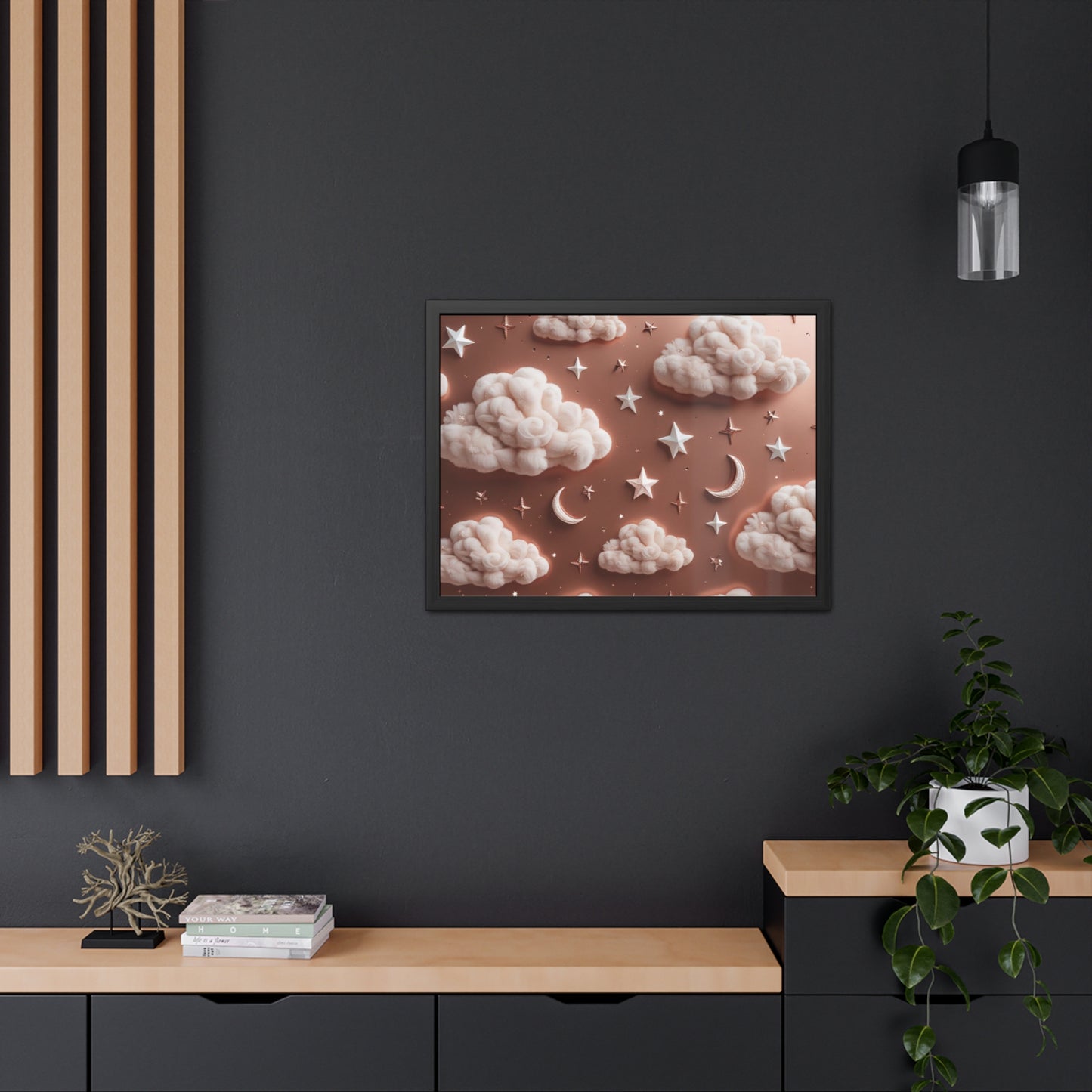 Framed Cloud and Star Poster, Nursery Wall Art, Gift for Baby Shower