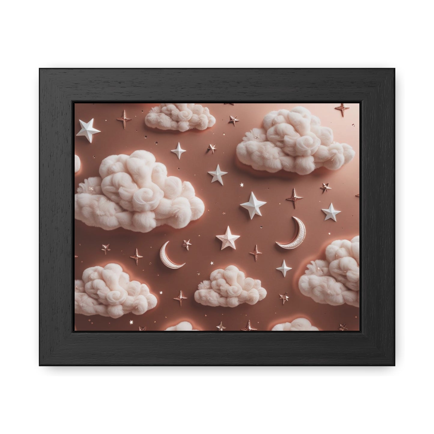Framed Cloud and Star Poster, Nursery Wall Art, Gift for Baby Shower