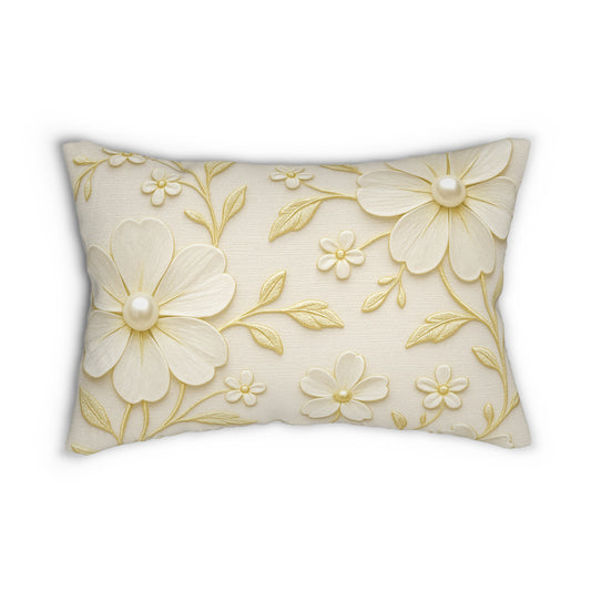 Soft Floral Lumbar Pillow with Elegant Design