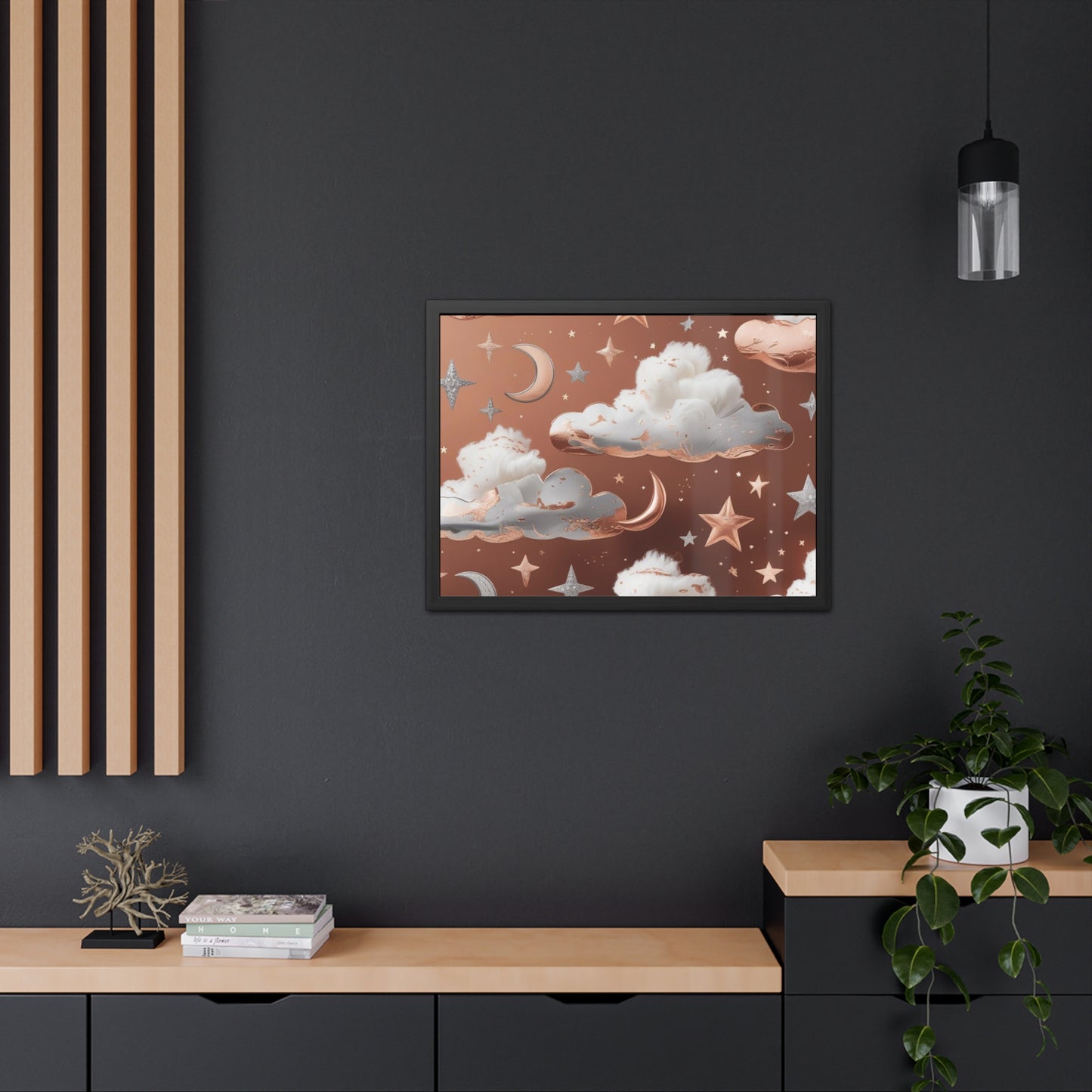Cozy Celestial Framed Poster, Dreamy Nursery Artwor, Gift for Astronomers