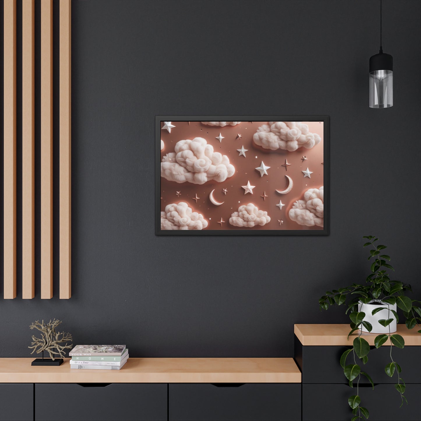 Framed Cloud and Star Poster, Nursery Wall Art, Gift for Baby Shower