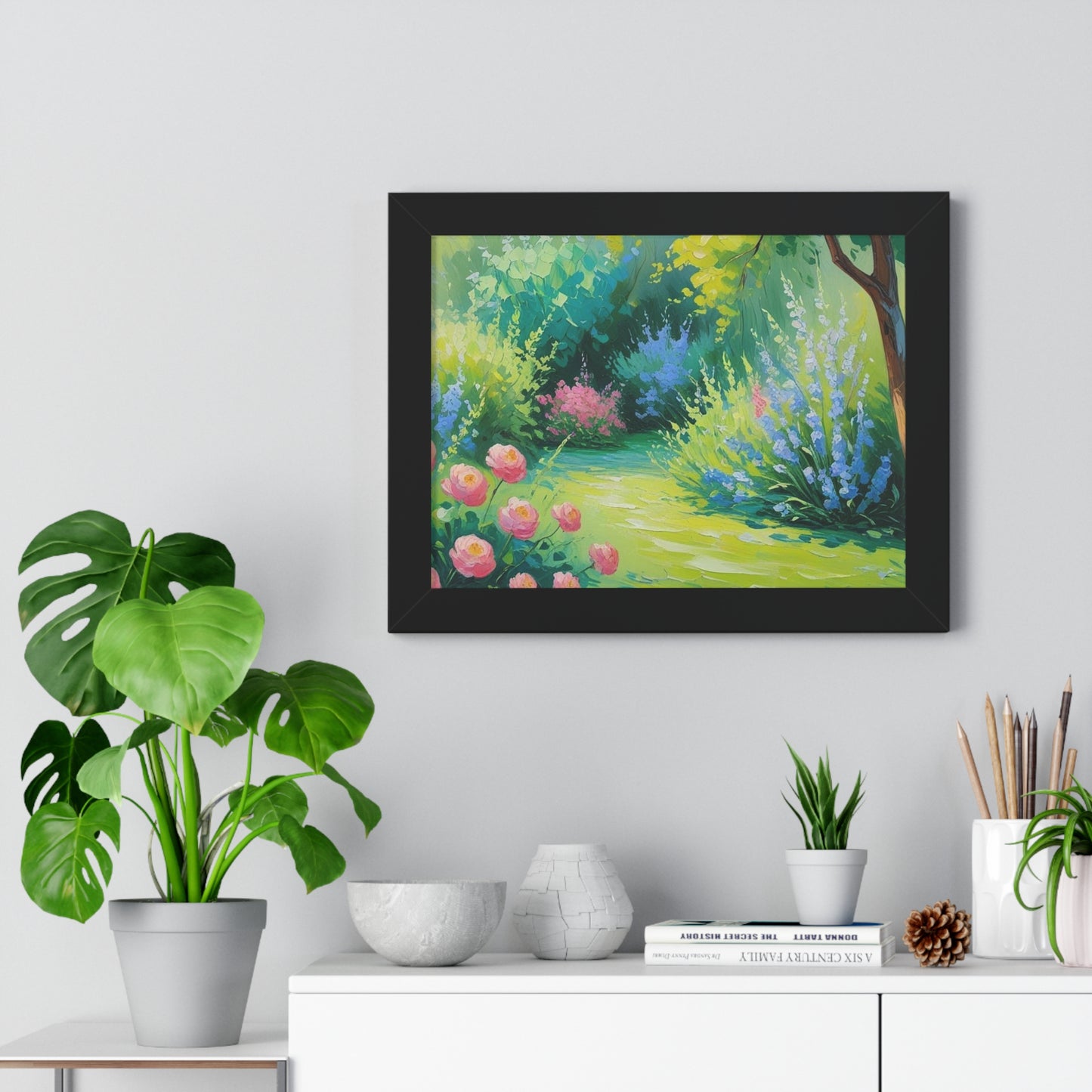 Framed Floral Landscape Art Print