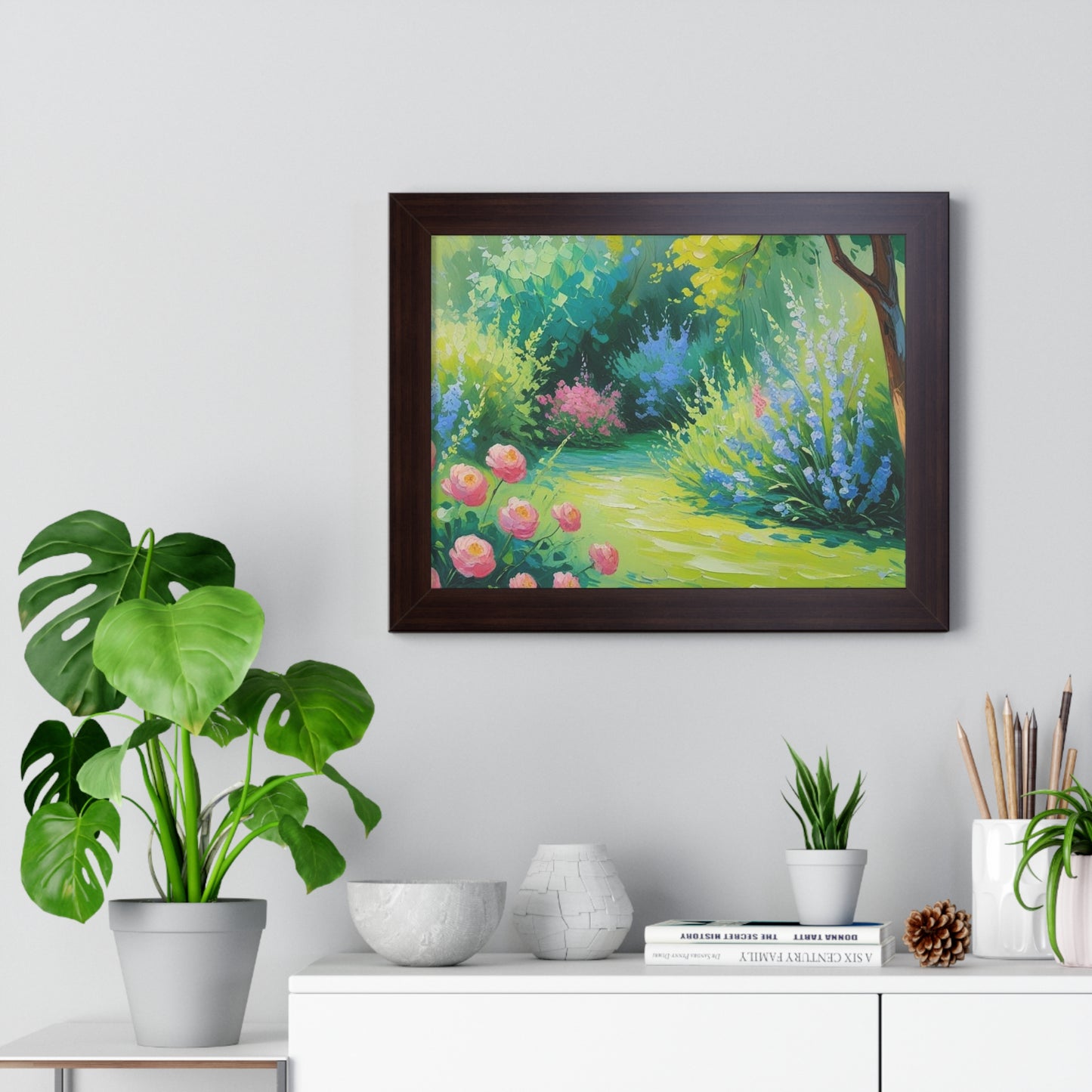 Framed Floral Landscape Art Print