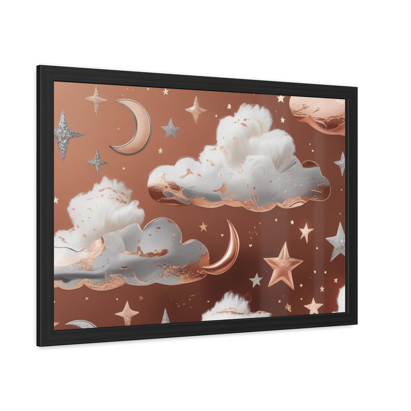 Cozy Celestial Framed Poster, Dreamy Nursery Artwor, Gift for Astronomers