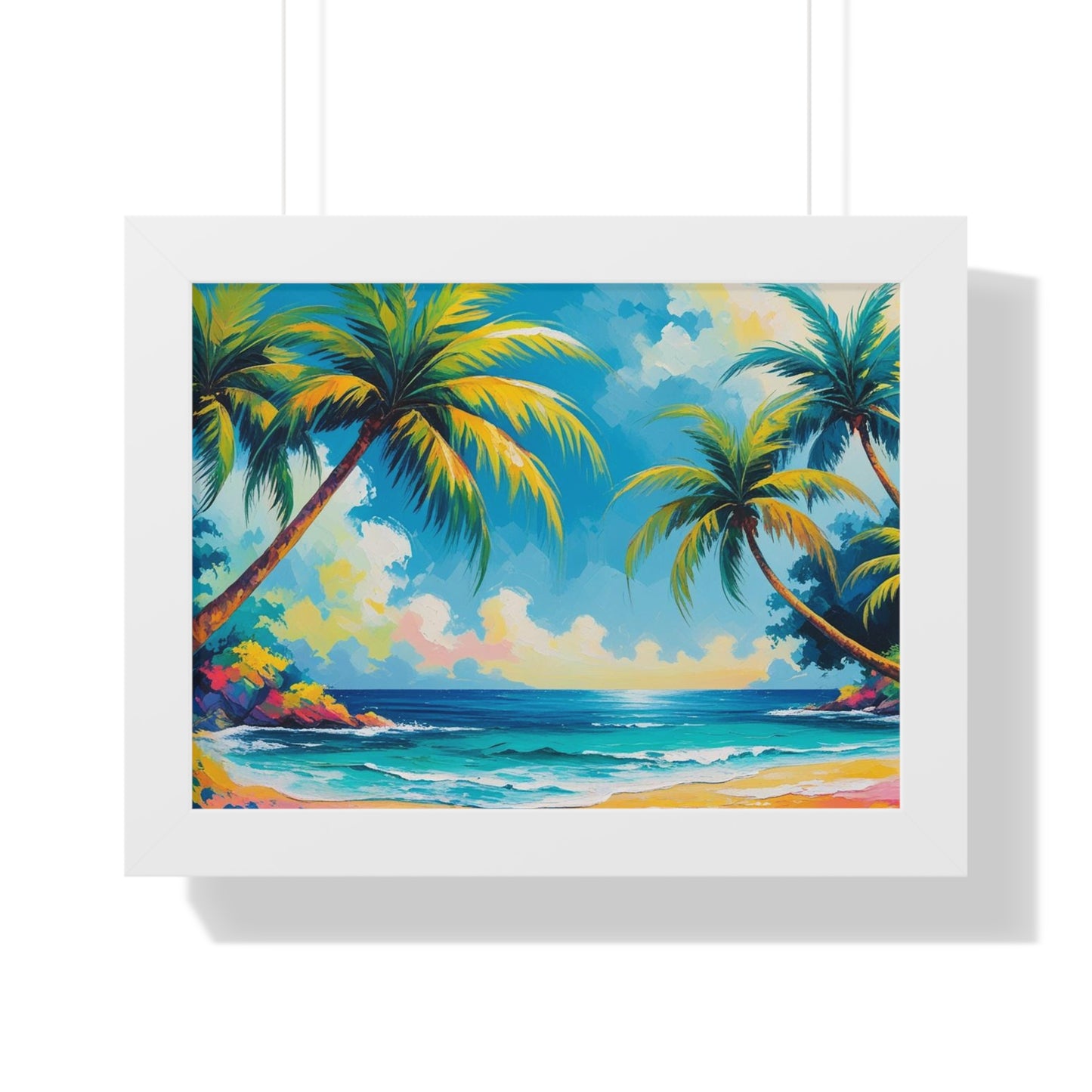 Tropical Framed Poster, Colorful Beach Art