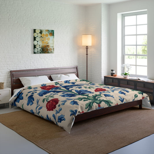 Floral Vintage Comforter, Wedding Gift, Elegant Floral Blanket.