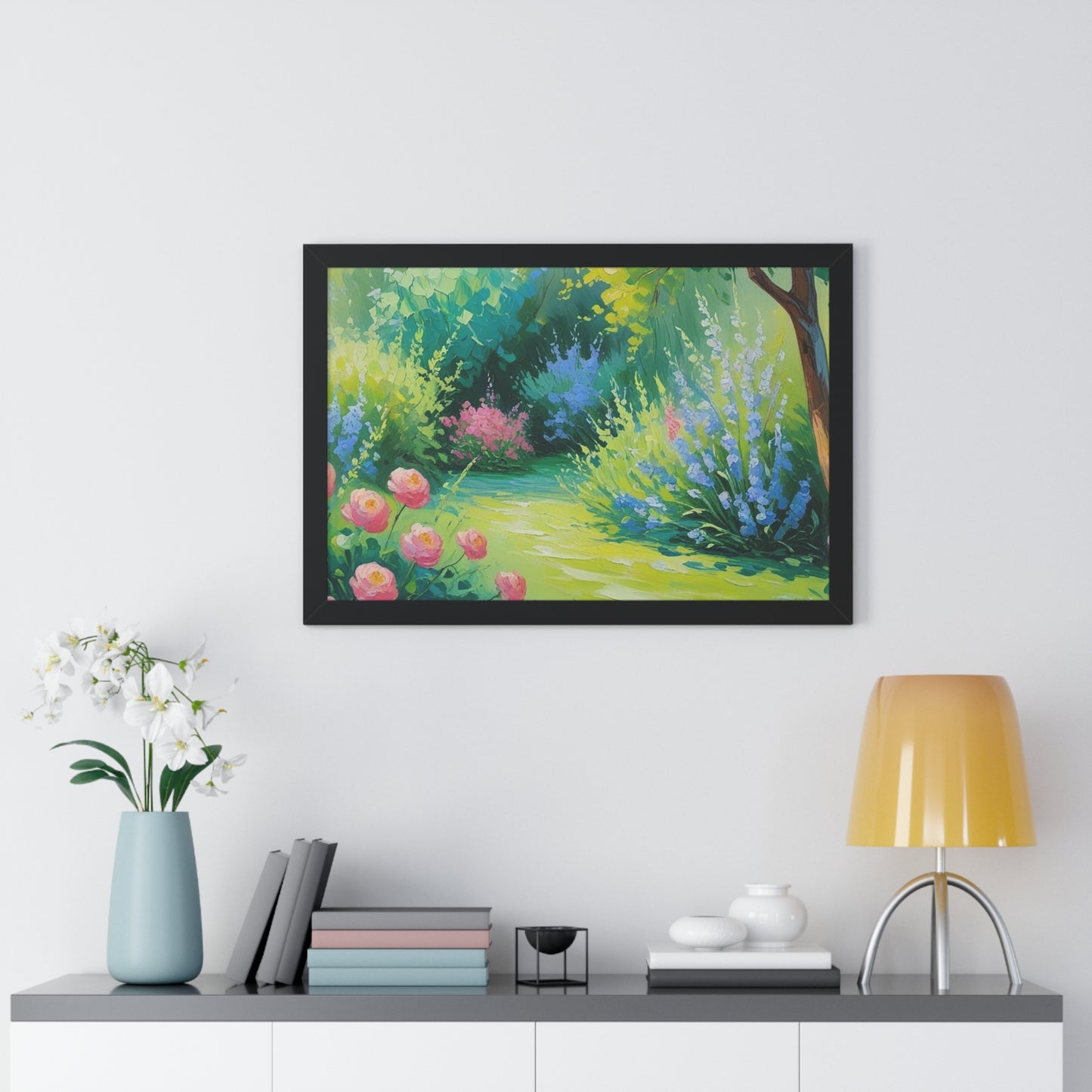 Framed Floral Landscape Art Print