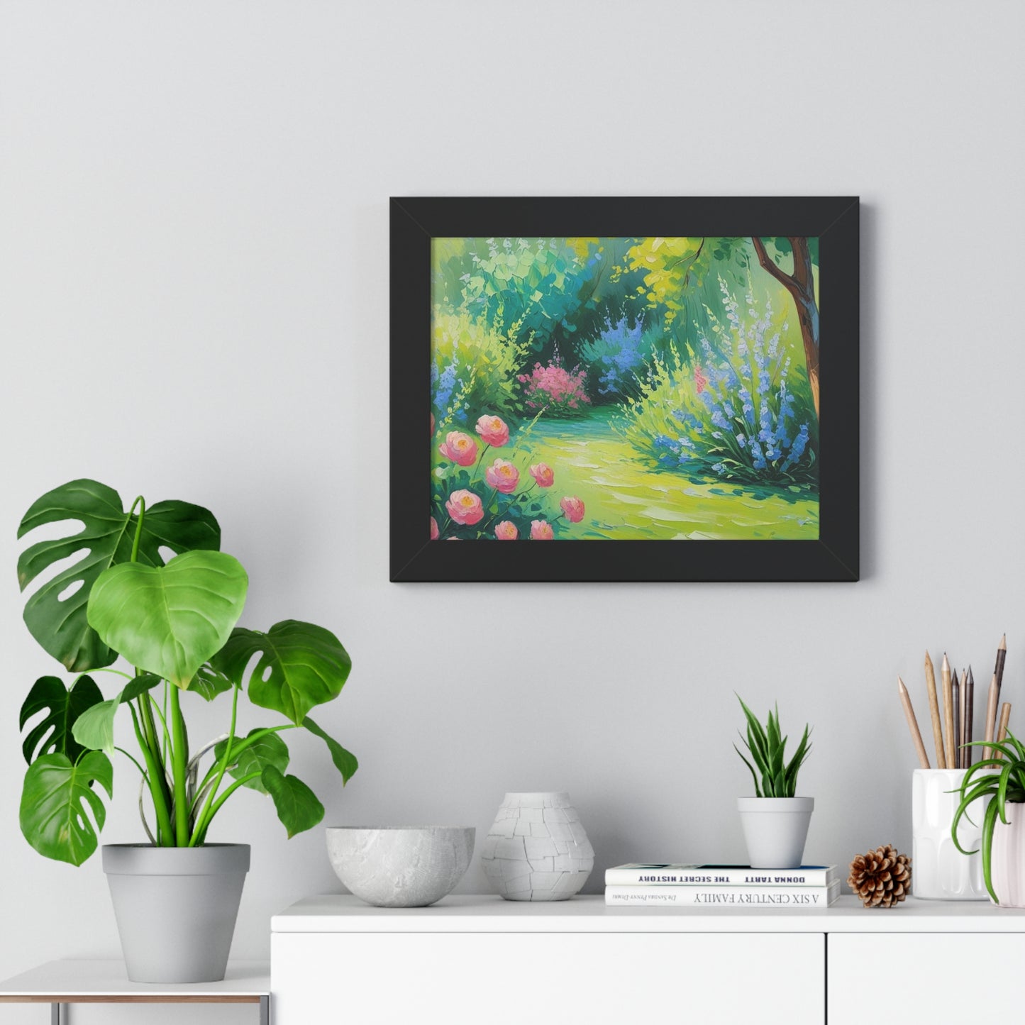 Framed Floral Landscape Art Print