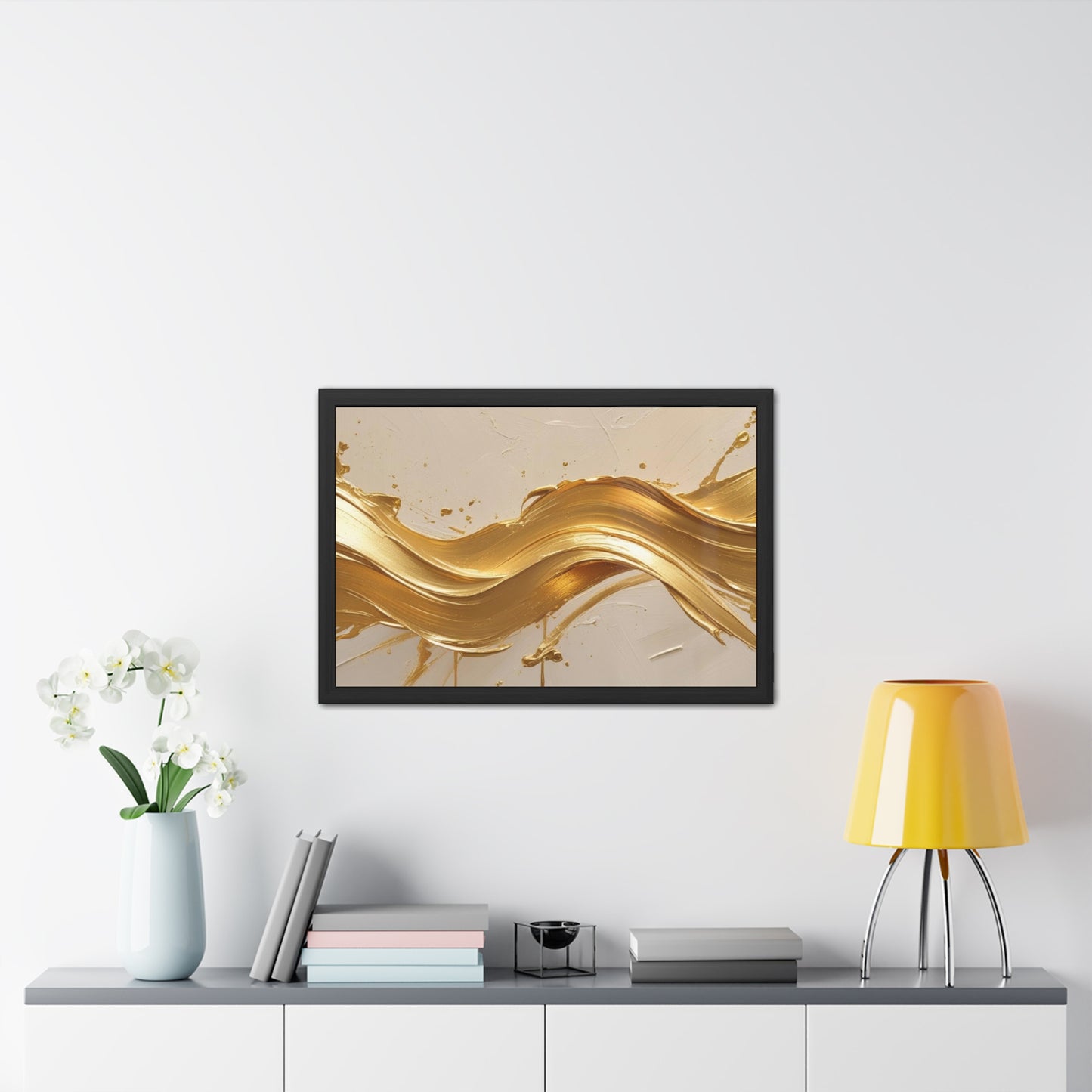 Elegant Gold Wave Framed Poster