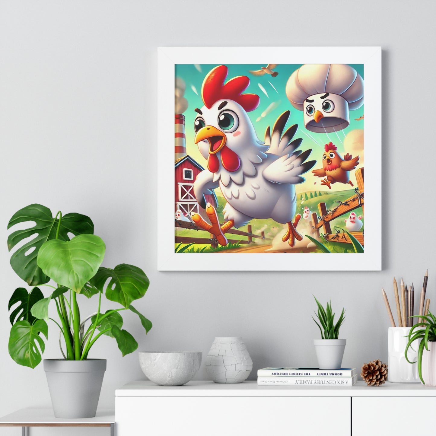 Whimsical Chicken Framed Poster