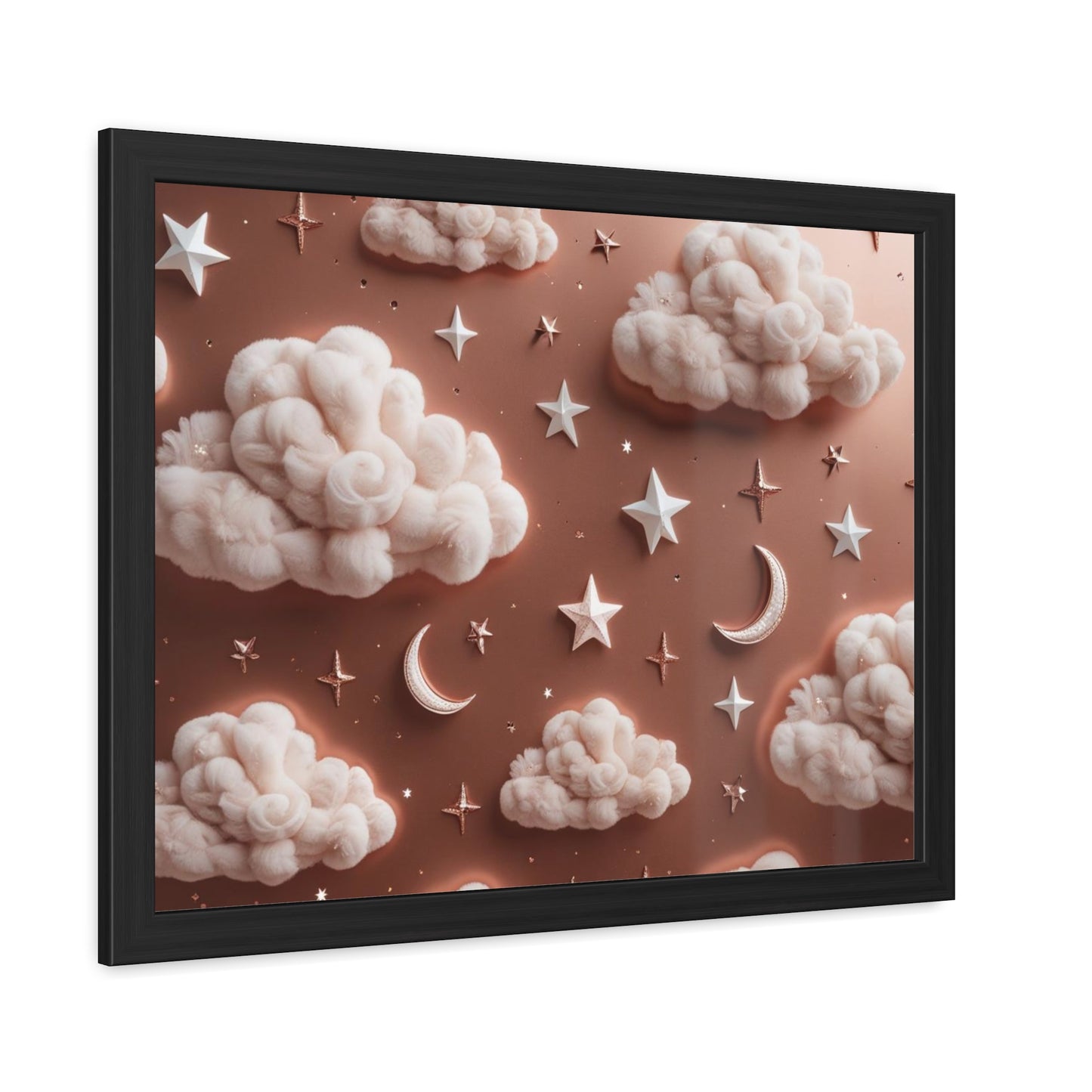 Framed Cloud and Star Poster, Nursery Wall Art, Gift for Baby Shower