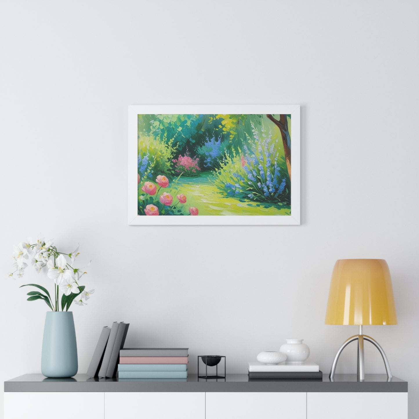 Framed Floral Landscape Art Print