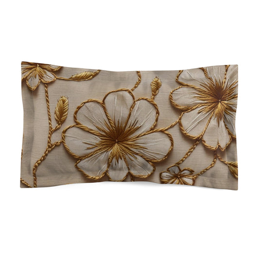 Elegant Floral Microfiber Pillow Sham, Luxurious Bedroom Decor.