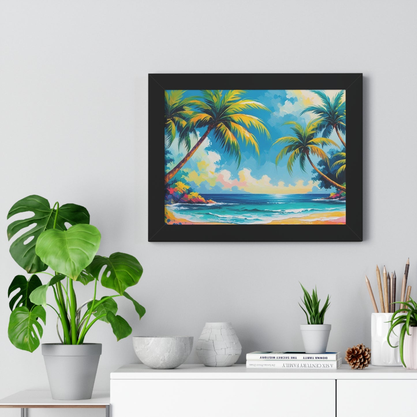Tropical Framed Poster, Colorful Beach Art