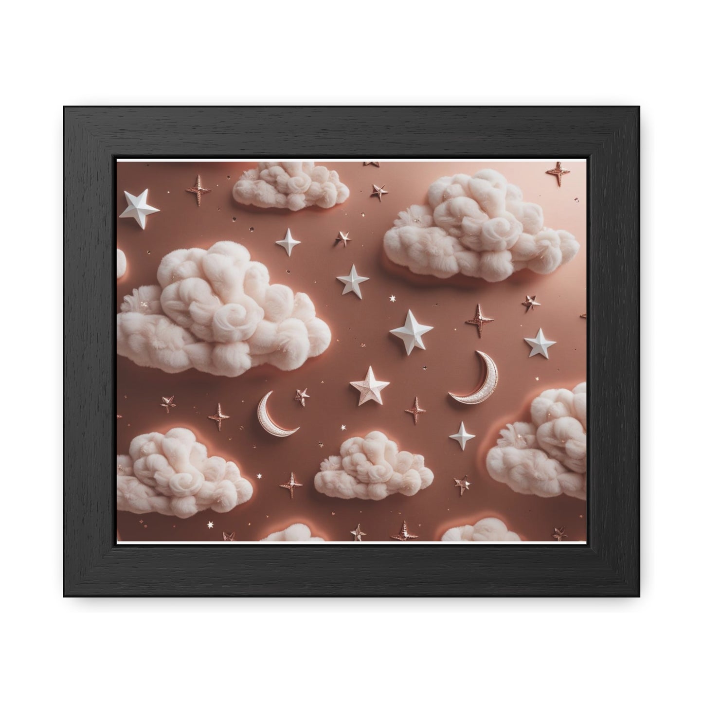 Framed Cloud and Star Poster, Nursery Wall Art, Gift for Baby Shower