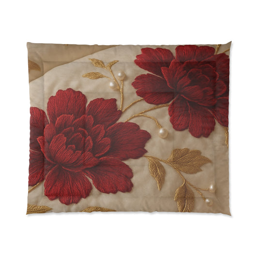 Elegant Floral Comforter, Luxurious Bedding, Gift for Her, Wedding Present