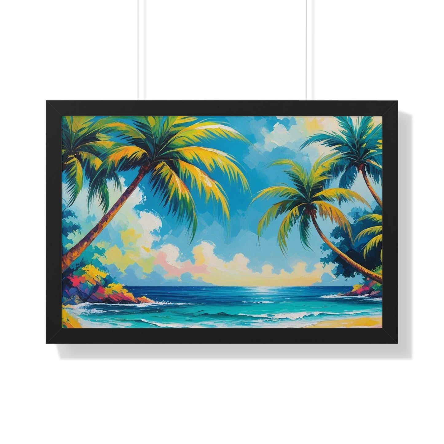 Tropical Framed Poster, Colorful Beach Art