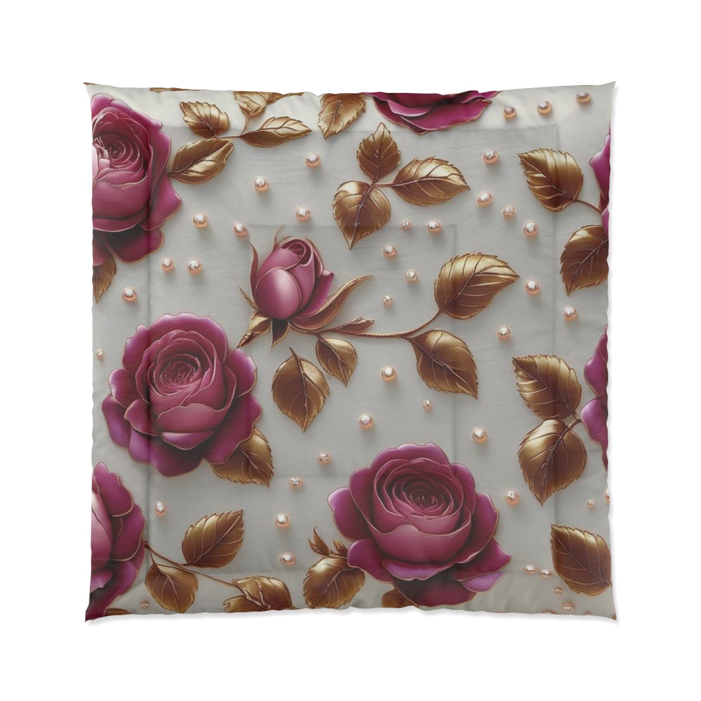 Rose Floral Comforter - Cozy Bedding for Romantic Decor
