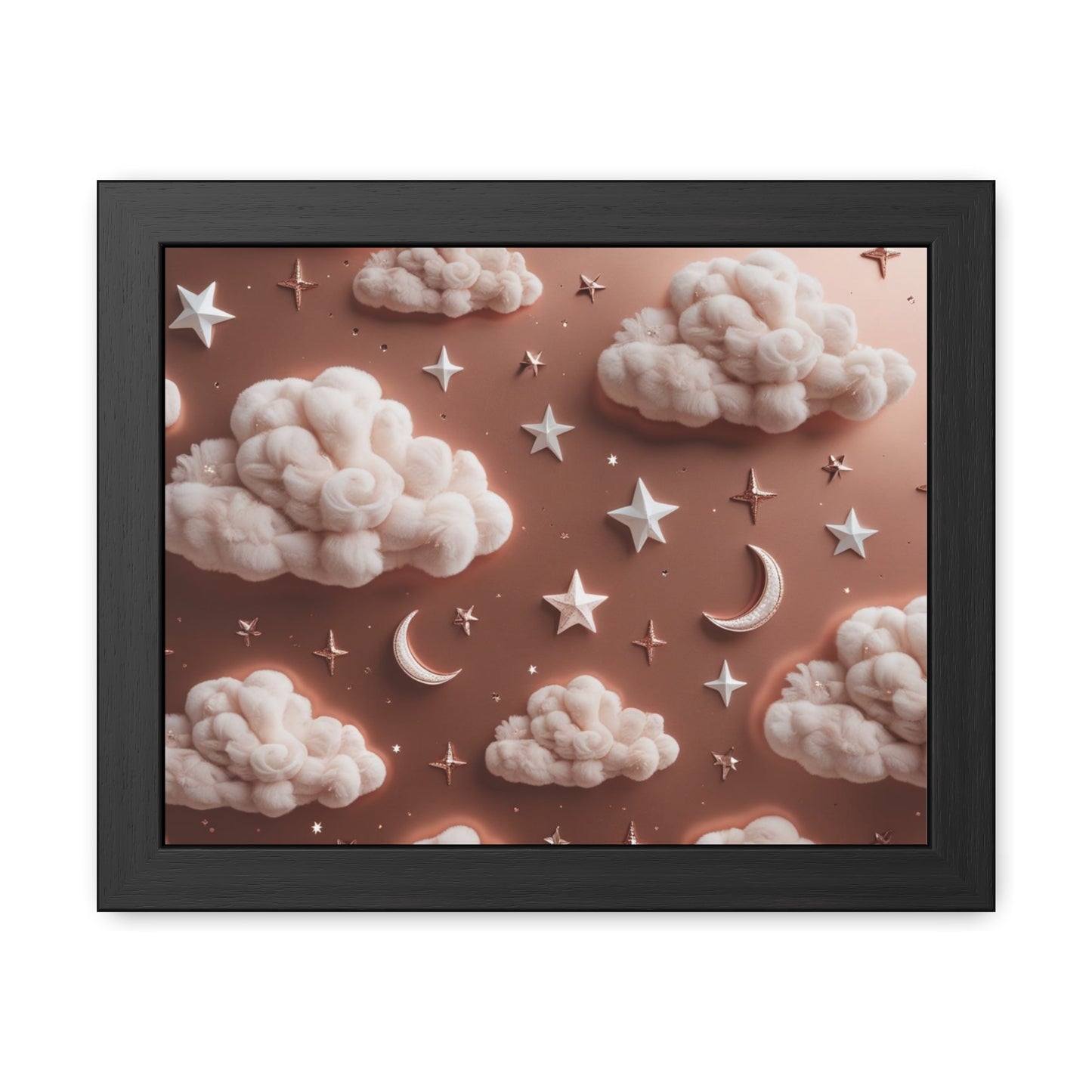 Framed Cloud and Star Poster, Nursery Wall Art, Gift for Baby Shower