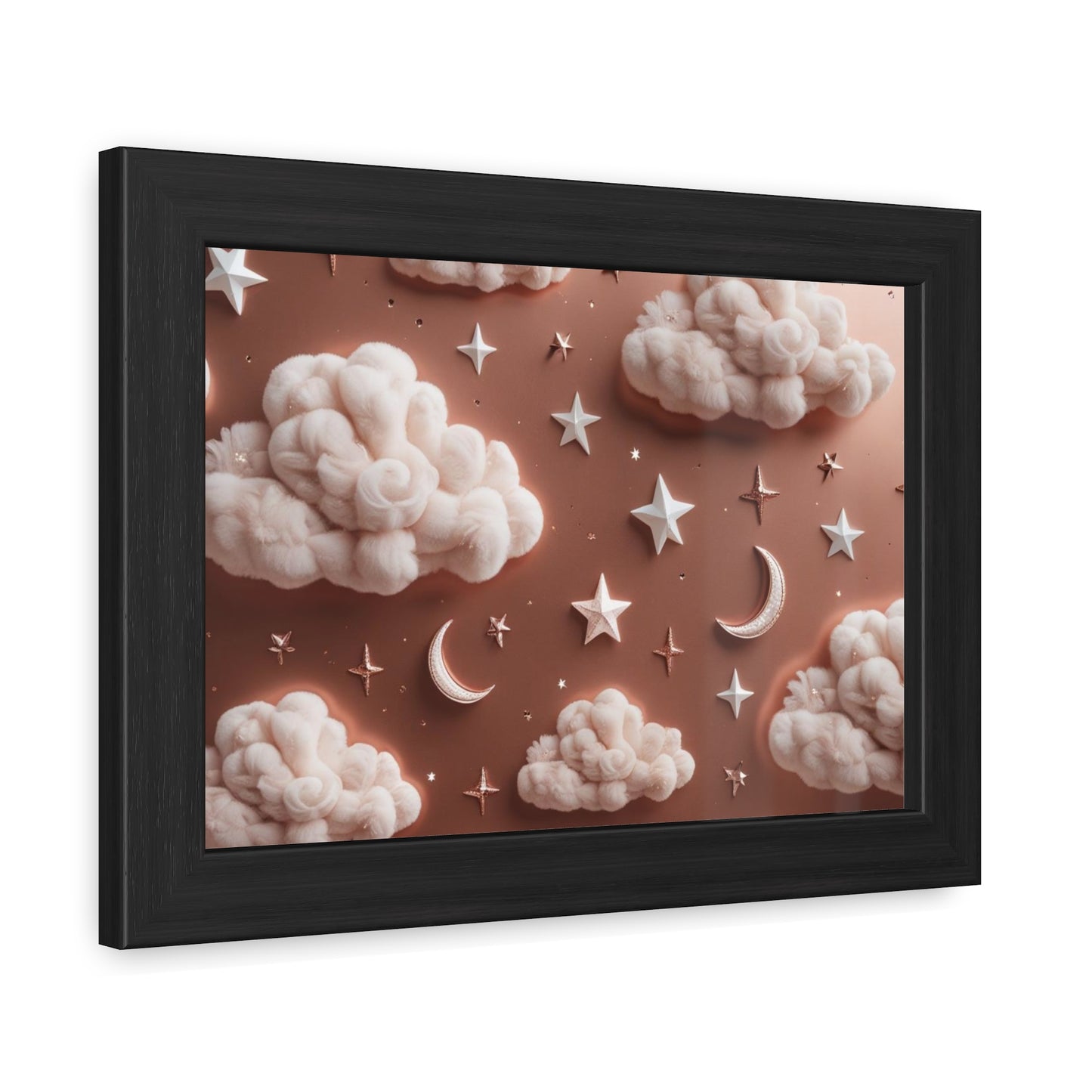 Framed Cloud and Star Poster, Nursery Wall Art, Gift for Baby Shower