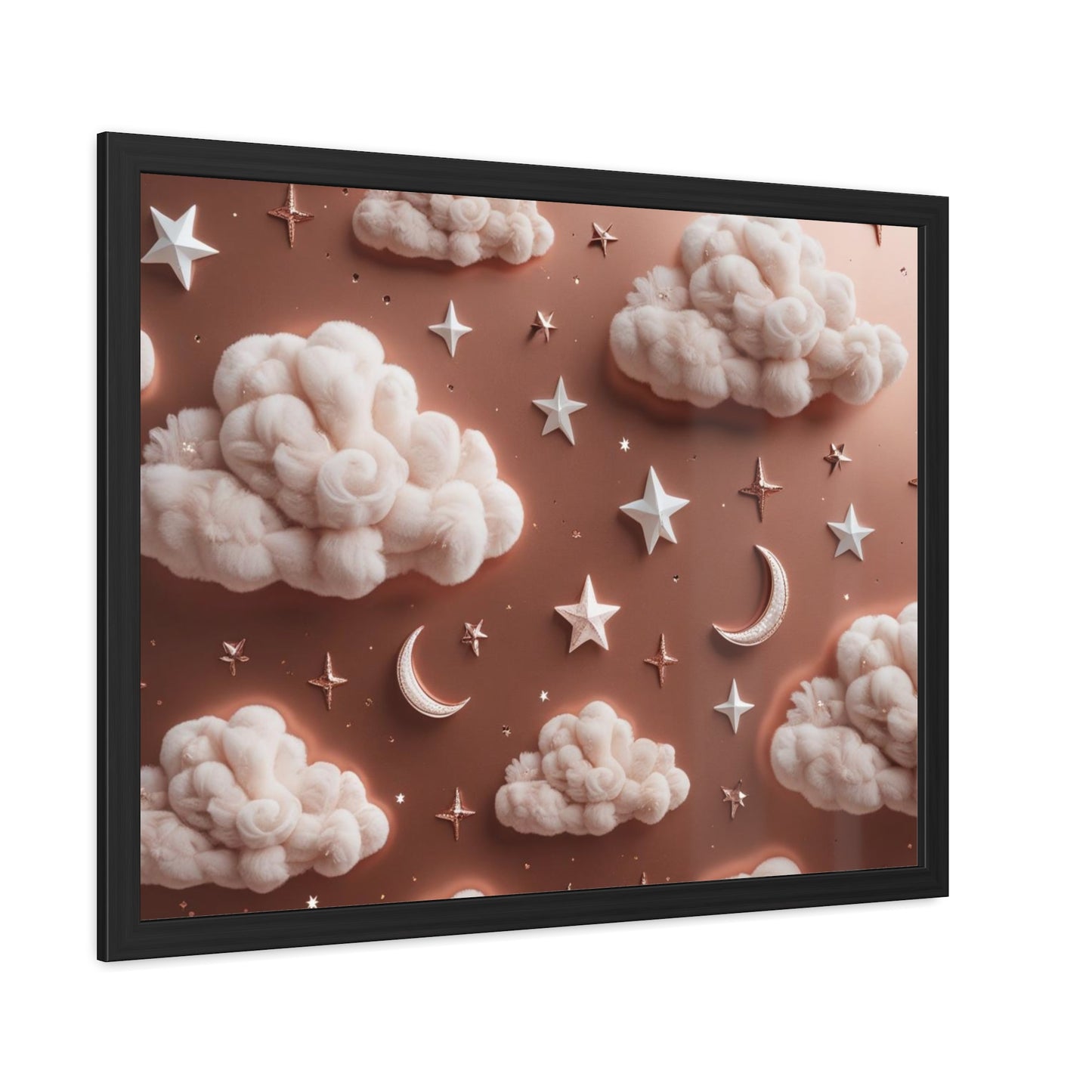 Framed Cloud and Star Poster, Nursery Wall Art, Gift for Baby Shower