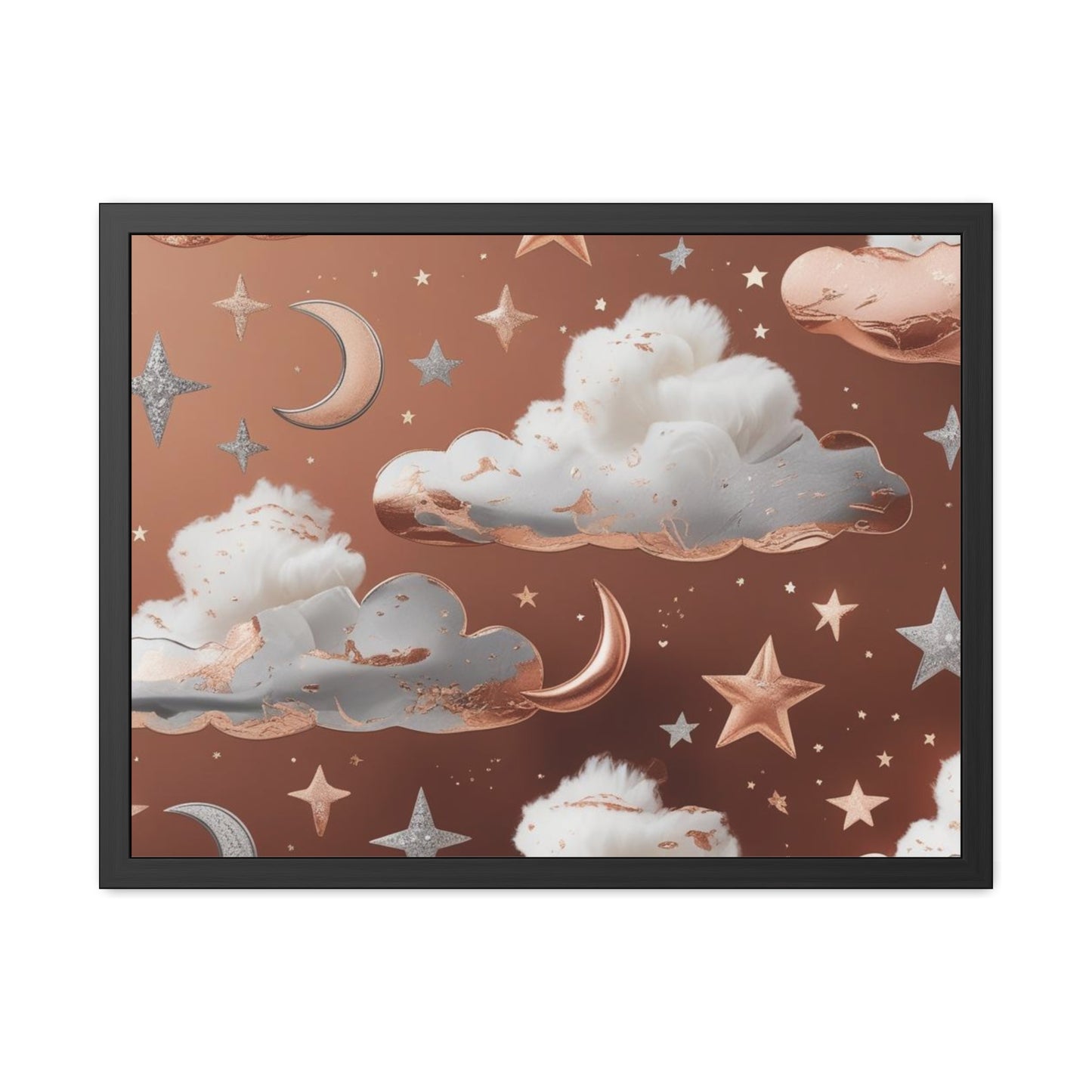 Cozy Celestial Framed Poster, Dreamy Nursery Artwor, Gift for Astronomers