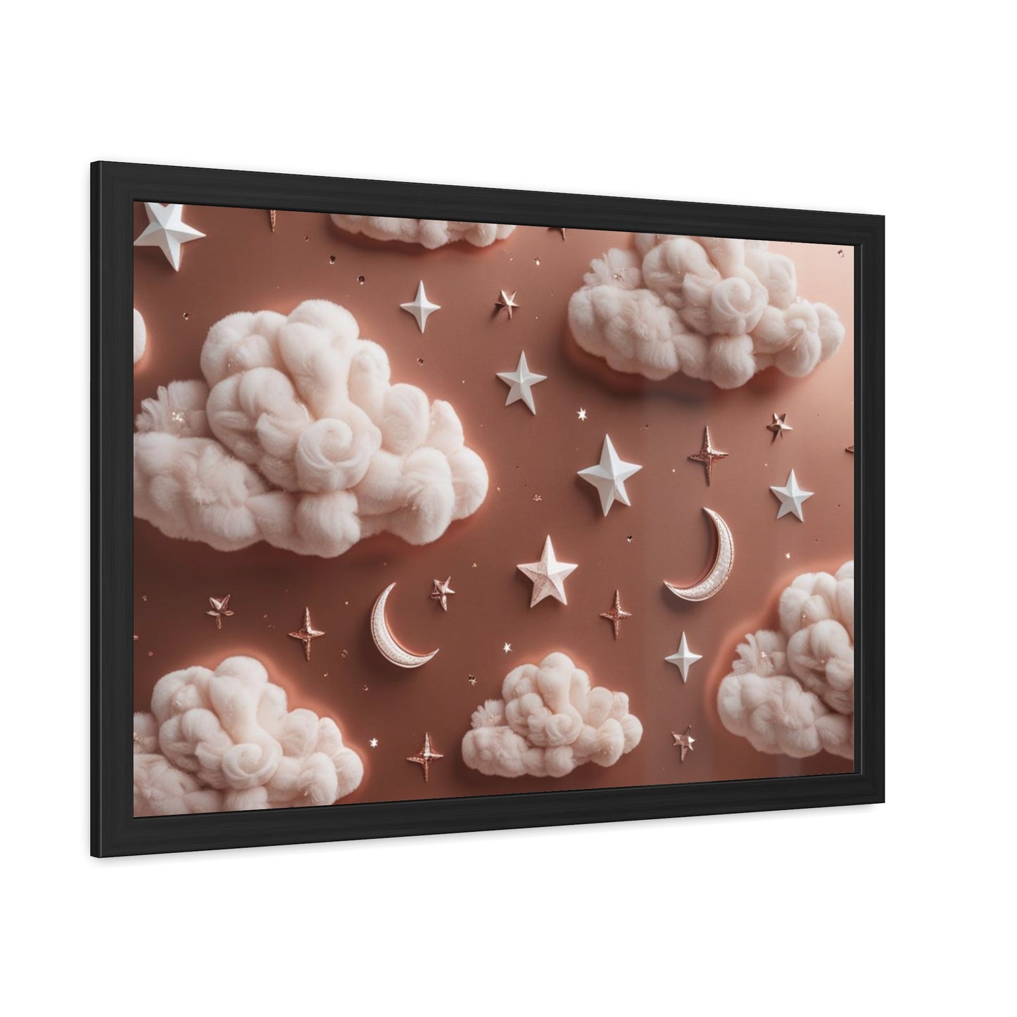 Framed Cloud and Star Poster, Nursery Wall Art, Gift for Baby Shower
