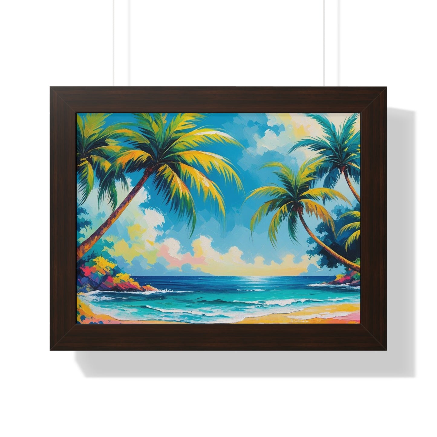 Tropical Framed Poster, Colorful Beach Art
