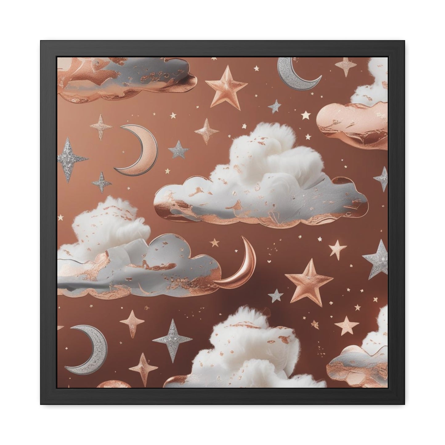 Cozy Celestial Framed Poster, Dreamy Nursery Artwor, Gift for Astronomers