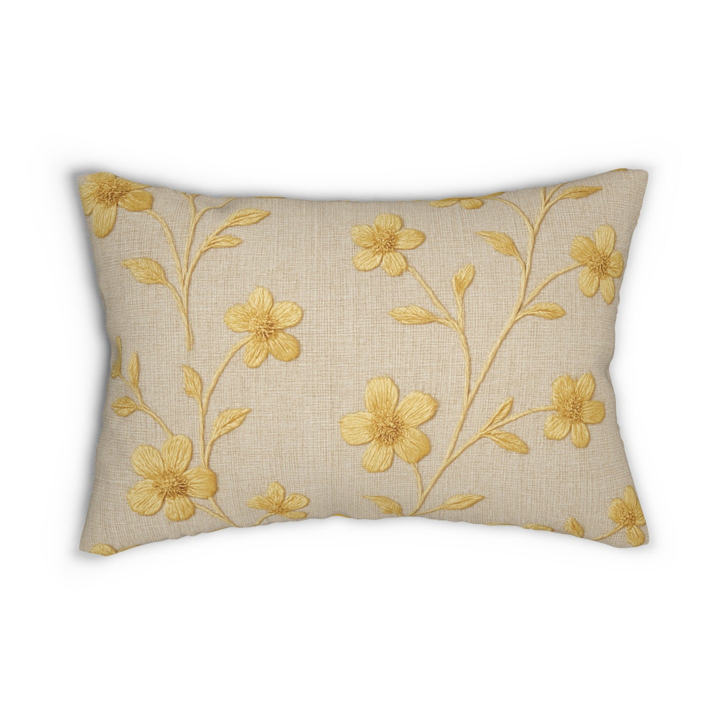 Floral Elegance Yellow Lumbar Pillow