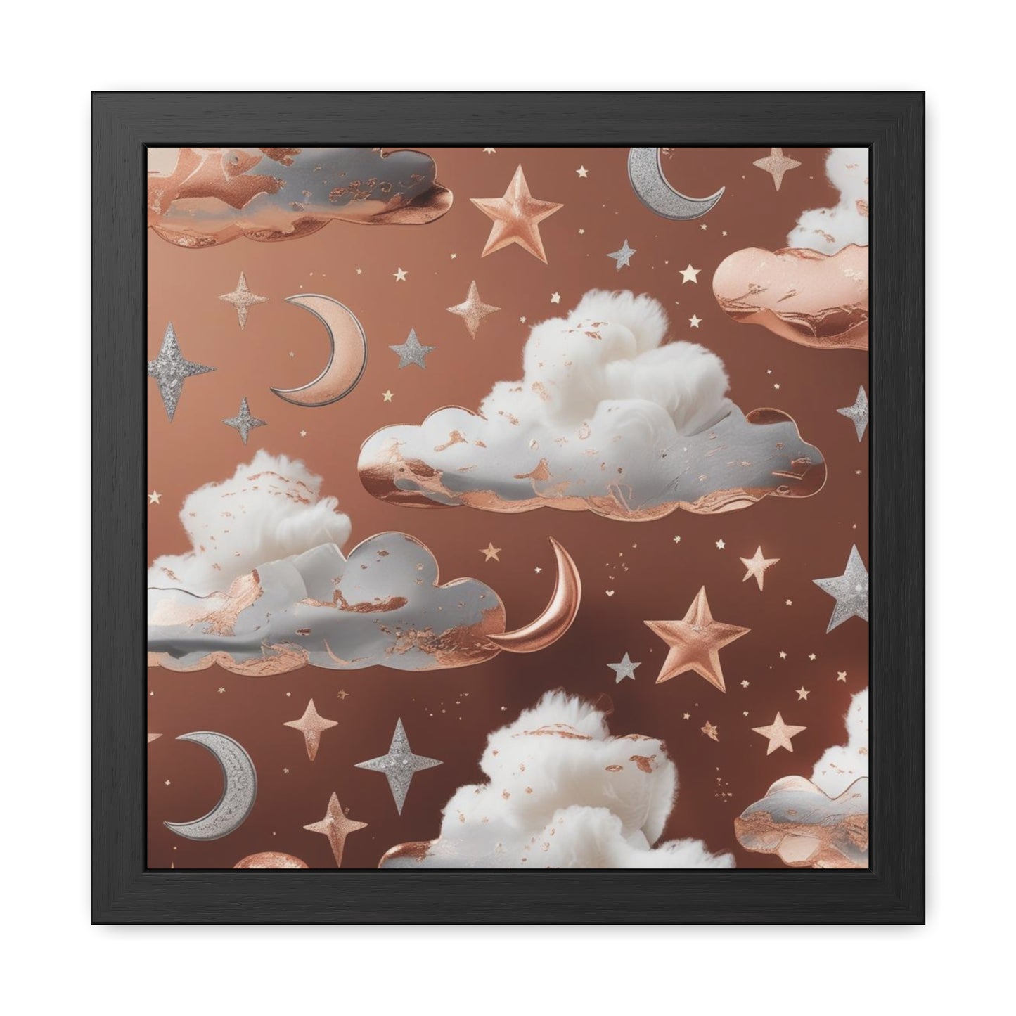 Cozy Celestial Framed Poster, Dreamy Nursery Artwor, Gift for Astronomers