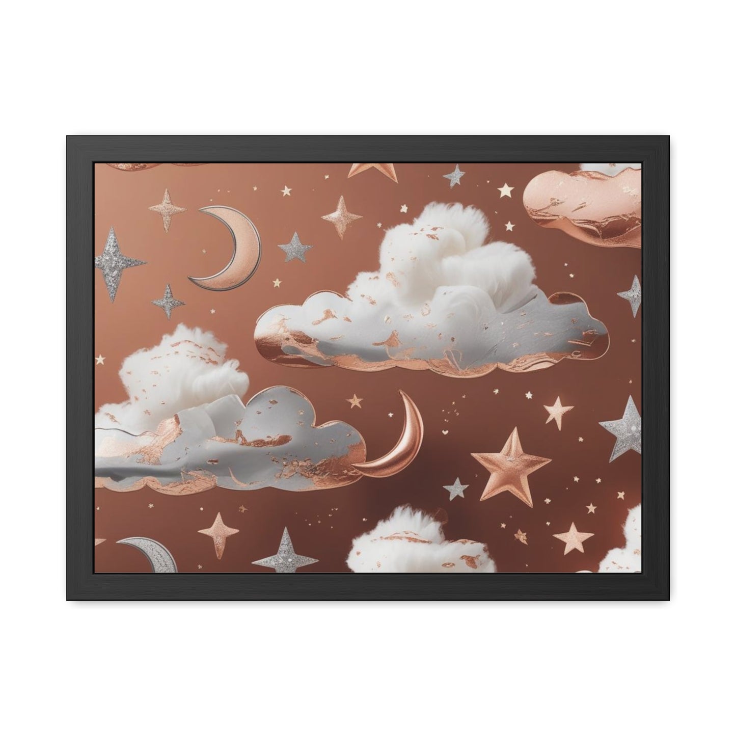 Cozy Celestial Framed Poster, Dreamy Nursery Artwor, Gift for Astronomers