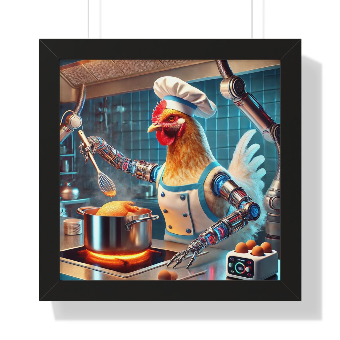 Whimsical Chicken Chef Poster, Culinary Decor