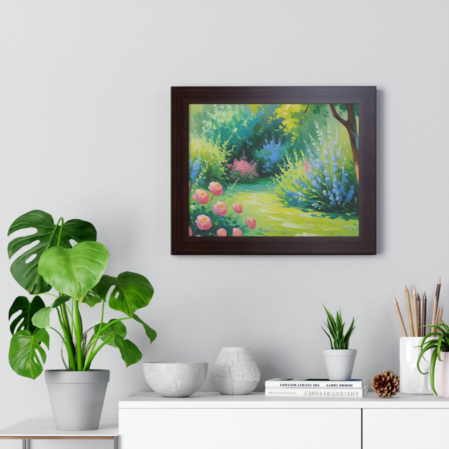 Framed Floral Landscape Art Print
