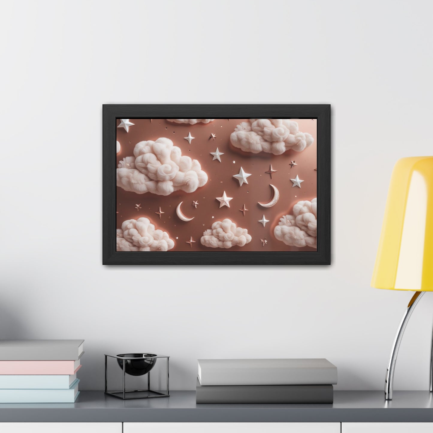 Framed Cloud and Star Poster, Nursery Wall Art, Gift for Baby Shower