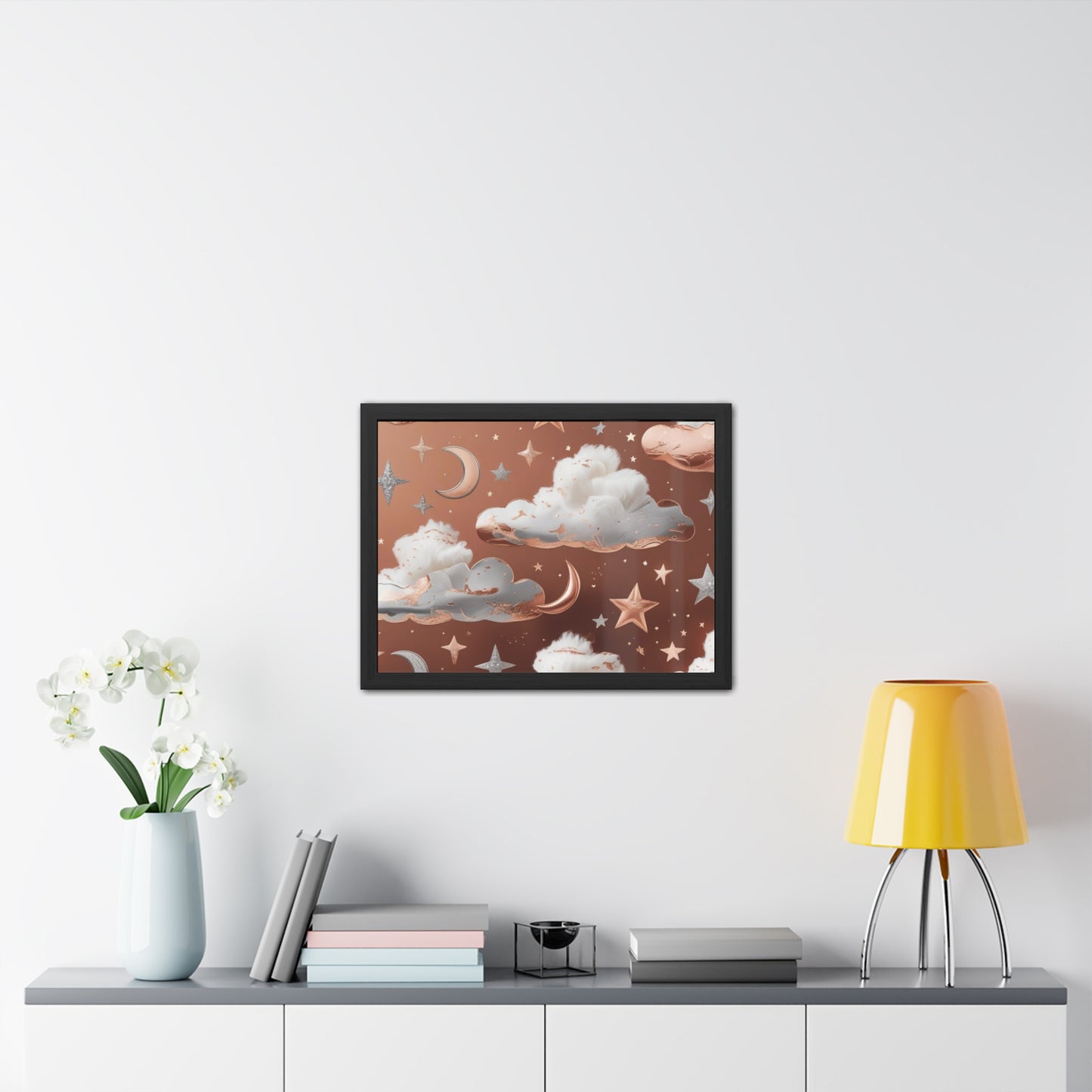 Cozy Celestial Framed Poster, Dreamy Nursery Artwor, Gift for Astronomers