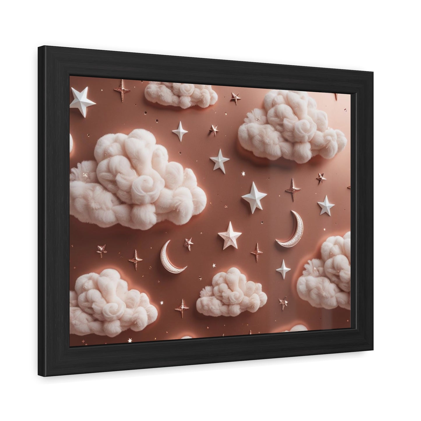 Framed Cloud and Star Poster, Nursery Wall Art, Gift for Baby Shower