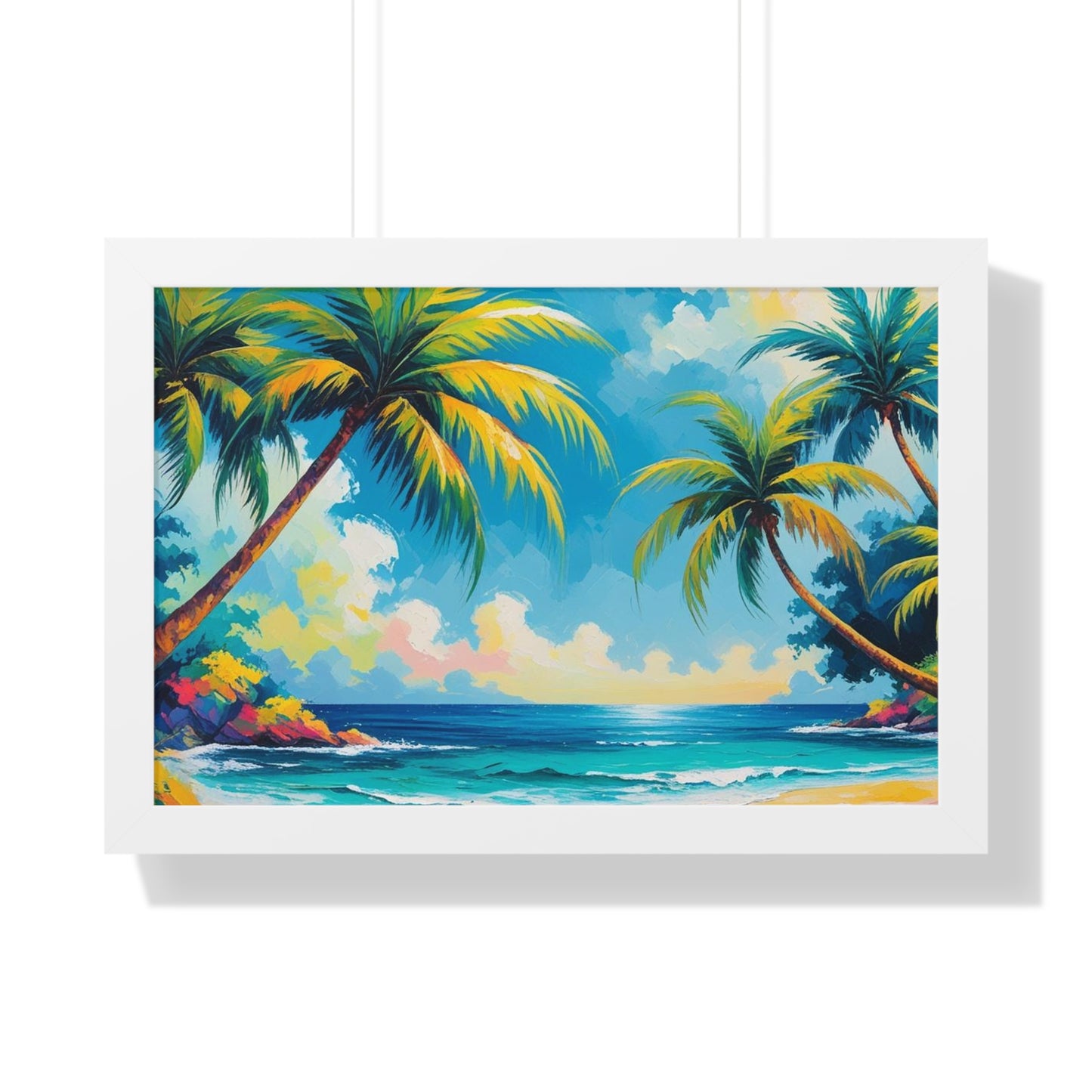 Tropical Framed Poster, Colorful Beach Art